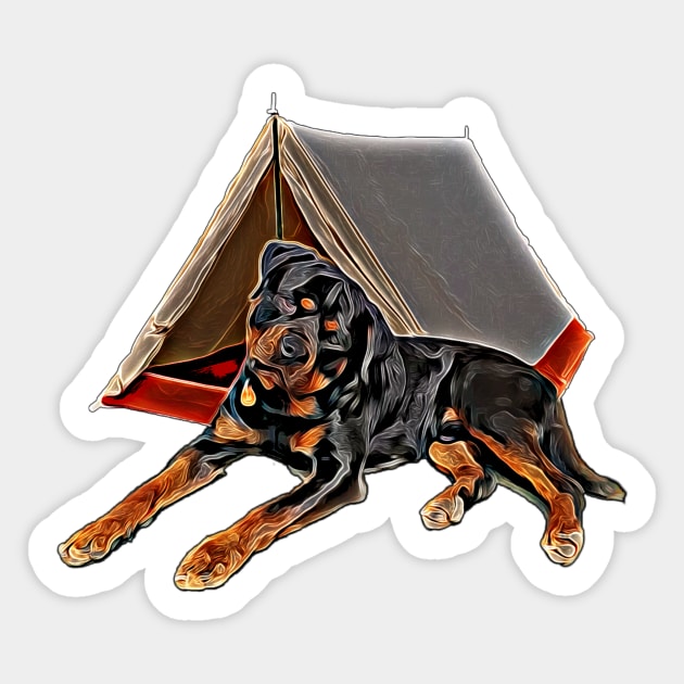 Dog camping.camping with dogs. Rottweiler Sticker by Freedomink